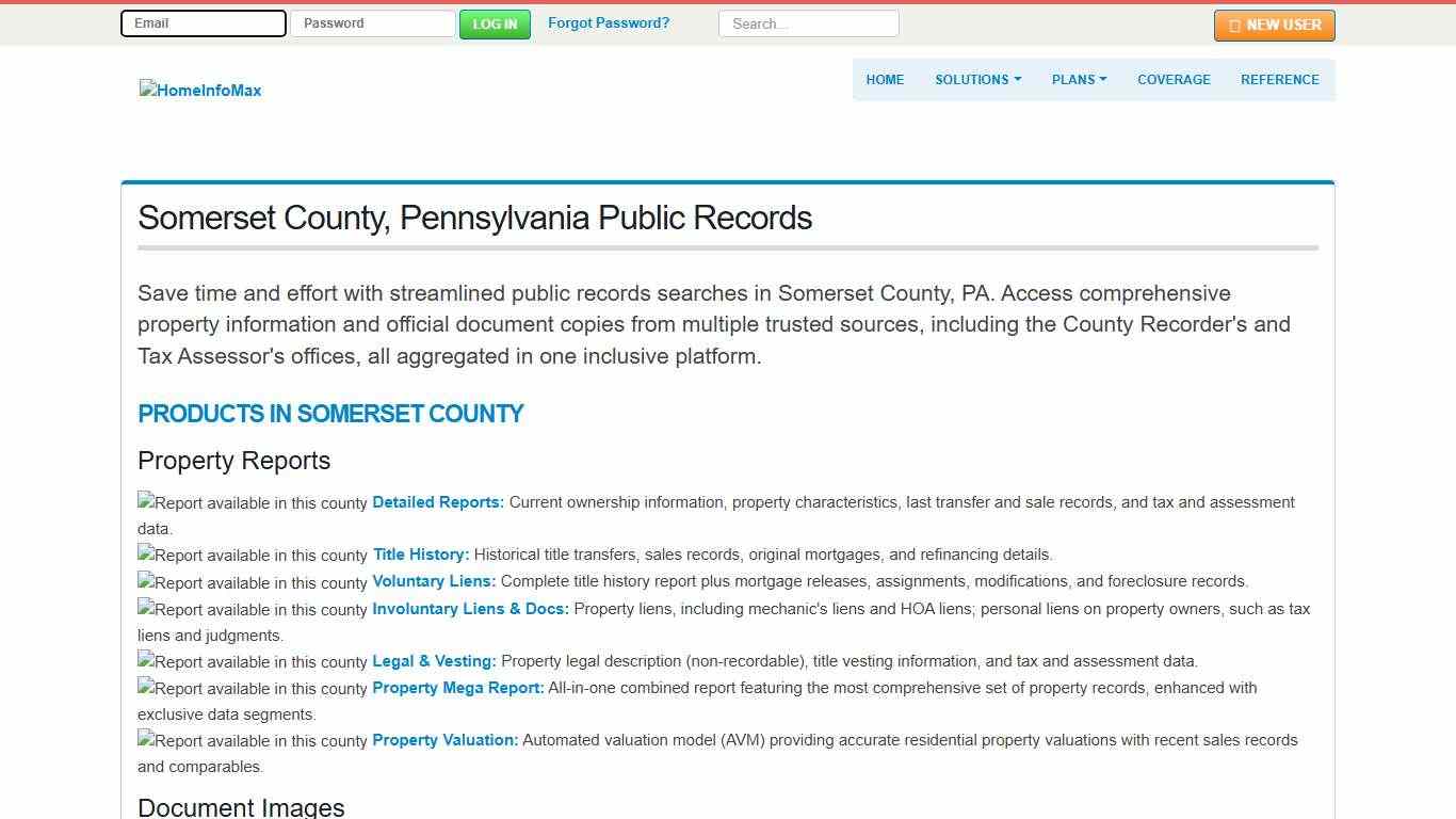 Somerset County, Pennsylvania Public Records & Documents Search HomeInfoMax