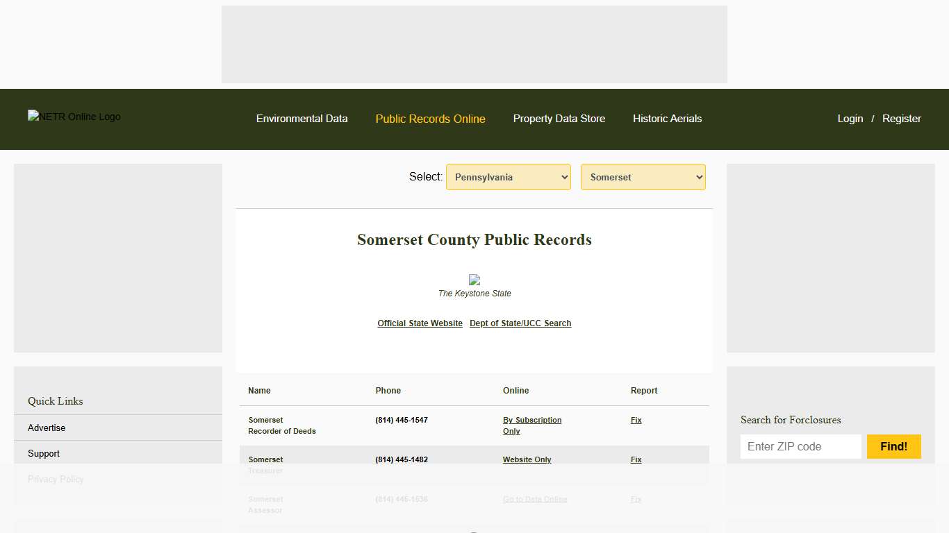NETR Online • Somerset • Somerset Public Records, Search Somerset Records, Somerset Property Tax, Pennsylvania Property Search, Pennsylvania Assessor